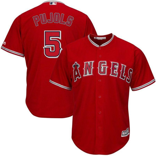 Albert Pujols Los Angeles Angels Majestic Official Cool Base Player Jersey Scarlet 2019