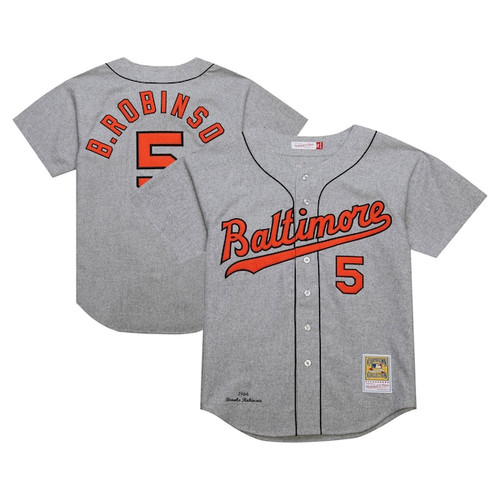 Men's Baltimore Orioles Brooks Robinson Mitchell & Ness Gray Cooperstown Collection 1966  Jersey