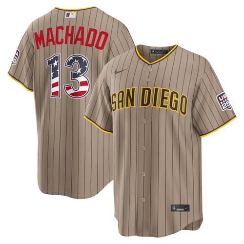 Men's San Diego Padres Manny Machado Nike Sand USA 250 Fourth of July Alternate Stadium Jersey