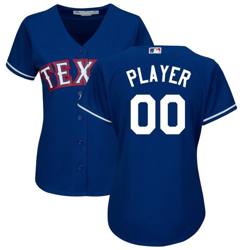 Texas Rangers Majestic Womens Alternate Cool Base Custom Jersey Royal 2019