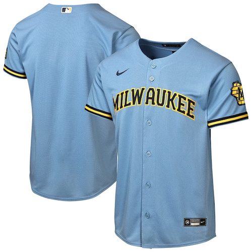 Youth Milwaukee Brewers  Nike Powder Blue Road Stadium Jersey