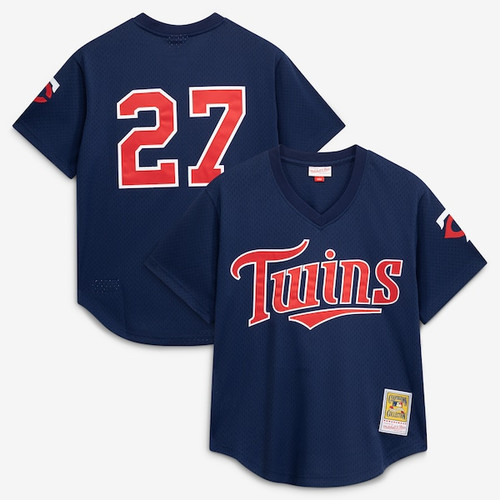 Men's Minnesota Twins David Ortiz Mitchell & Ness Navy 2002 Cooperstown Collection Mesh Batting Practice Jersey
