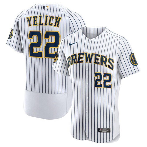 Mens Milwaukee Brewers Christian Yelich Nike Replica Replica White Alternate  Player Jersey