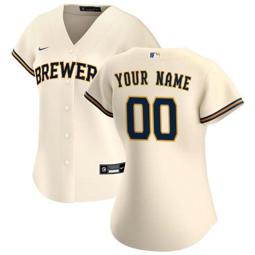 Womens Milwaukee Brewers Nike Replica Replica Cream Home Replica Custom Jersey
