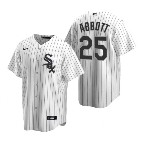 Mens Chicago White Sox #25 Jim Abbott Retired Player White Jersey Gift For White Sox Fans