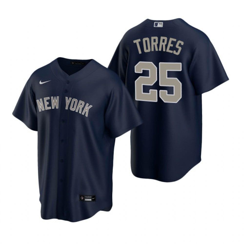 Mens New York Yankees #25 Gleyber Torres 2020 Alternate Navy Jersey Gift For Yankees Fans