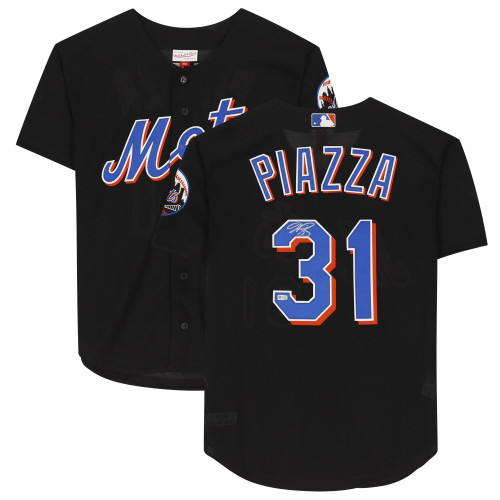 Mike Piazza New York Mets Fanatics  Autographed Black Mitchell and Ness Cooperstown Collection Batting Practice Replica Jersey