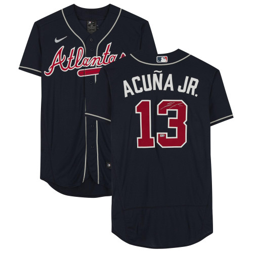 Ronald Acuna Jr. Atlanta Braves Fanatics  Autographed Navy Nike Replica Replica  Jersey