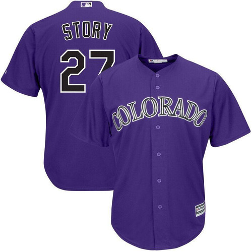 Trevor Story Colorado Rockies Majestic Alternate Official Cool Base Player Jersey Purple 2019