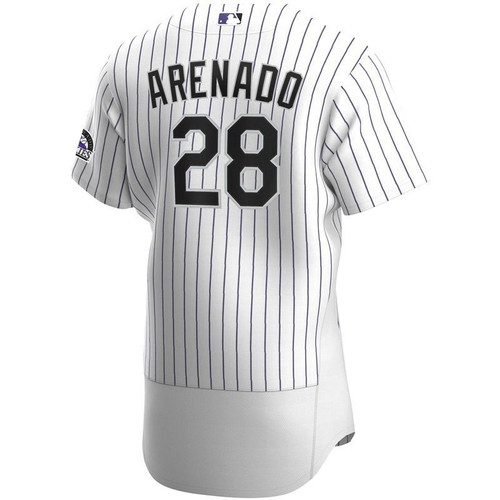 Colorado Rockies Nolan Arenado #28 2020 Mlb White Stripe Lines Jersey