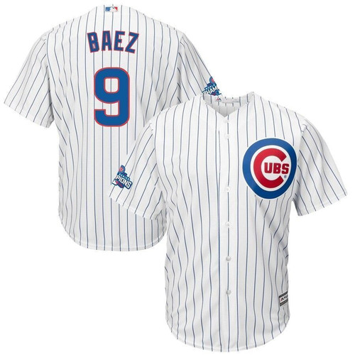 Javier Baez Chicago Cubs Majestic Home 2016 World Series Champions Team Logo Patch Player White 3D Jersey