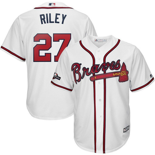 Austin Riley Atlanta Braves Majestic 2021 Postseason Official Cool Base Player Jersey Jersey White