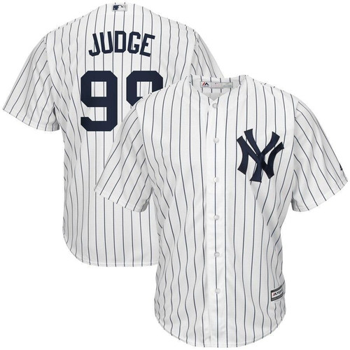 Aaron Judge New York Yankees Majestic Home Cool Base Player White Navy 3D Jersey