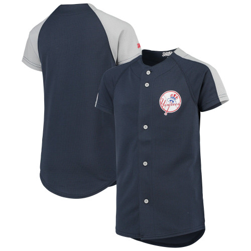 Stitches Navy New York Yankees Logo Button-Down Jersey