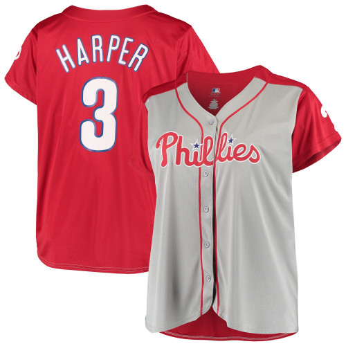 WomenS Bryce Harper Gray/Red Philadelphia Phillies Plus Size Jersey