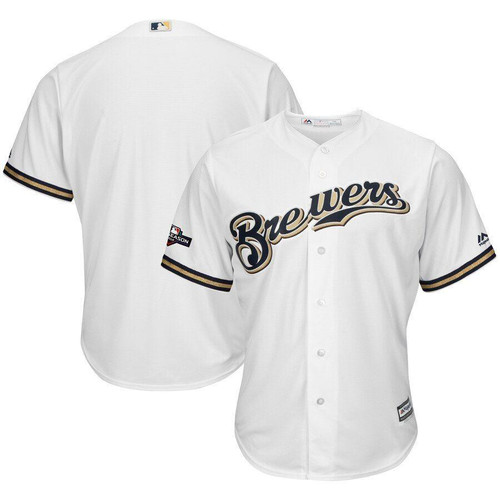Milwaukee Brewers Majestic 2019 Postseason Official Cool Base Team Jersey White