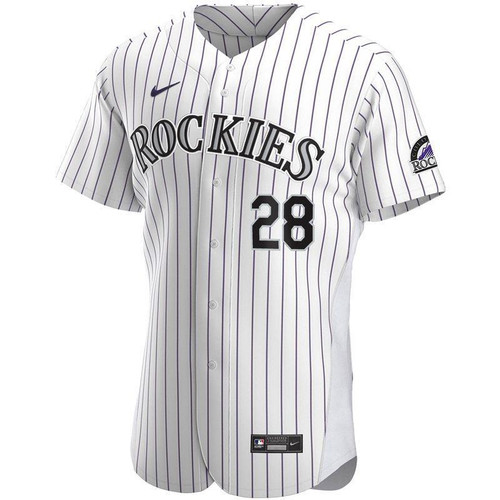 Colorado Rockies Nolan Arenado #28 2020 MLB White Stripe Lines Jersey