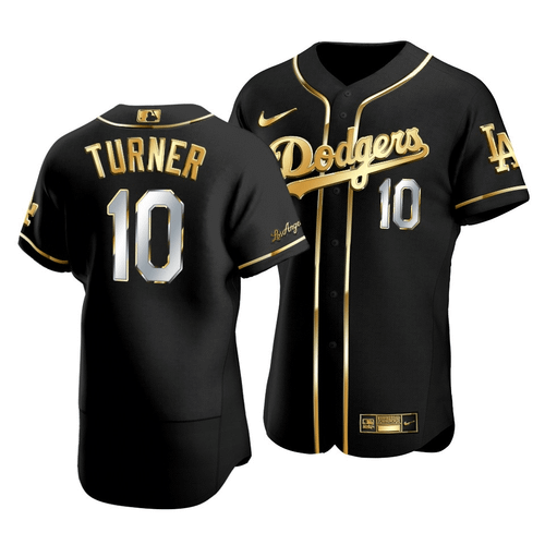 Men'S Los Angeles Dodgers Justin Turner #10 Golden Edition Black  Jersey
