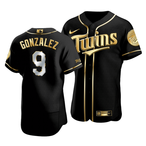 Men'S Minnesota Twins Marwin Gonzalez #9 Golden Edition Black  Jersey