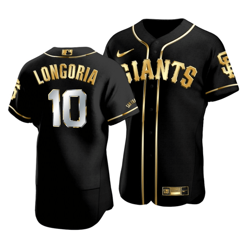 Men'S San Francisco Giants Evan Longoria #10 Golden Edition Black  Jersey
