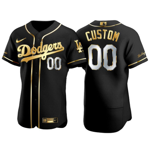 Custom Los Angeles Dodgers 2021 Gold Program #00 Jersey Black Golden 