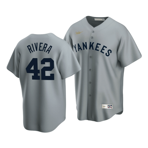 Men'S New York Yankees Mariano Rivera #42 Cooperstown Collection Gray Road Jersey