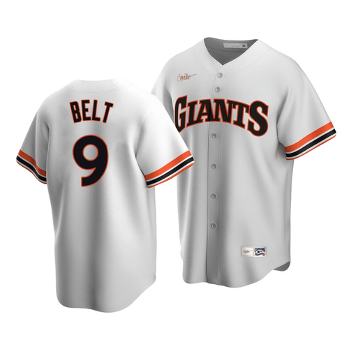 Men'S San Francisco Giants Brandon Belt #9 Cooperstown Collection White Home Jersey