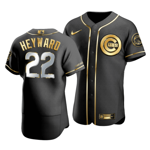 Men'S Chicago Cubs Jason Heyward #22 Golden Edition Black  Jersey
