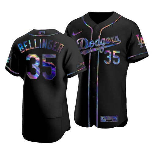 Men'S Los Angeles Dodgers Cody Bellinger #35 Iridescent Logo Holographic Limited  Jersey Black