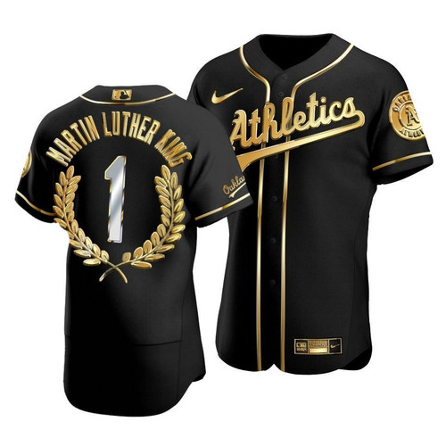 Men'S Oakland Athletics Martin Luther King Black Special Golden Edition Jersey