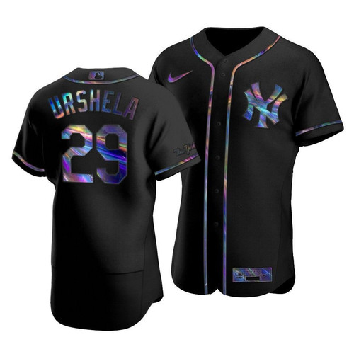Men'S New York Yankees Gio Urshela #29 Iridescent Logo Holographic Limited Jersey Black