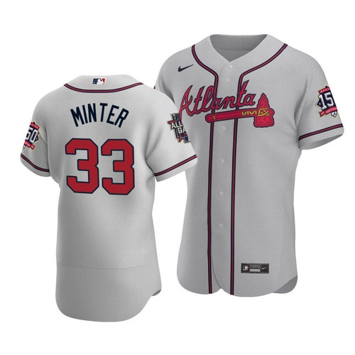 Atlanta Braves A.J. Minter #33 2021 Mlb All-Star Game Patch Road Jersey Gray