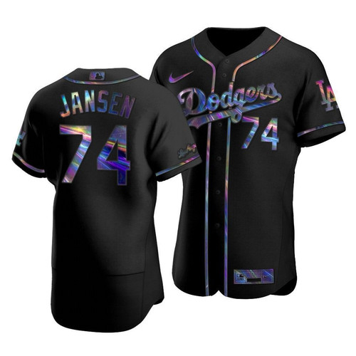 Men'S Los Angeles Dodgers Kenley Jansen #74 Iridescent Logo Holographic Limited  Jersey Black