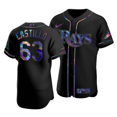 Tampa Bay Rays Diego Castillo #63 Iridescent Logo Holographic Limited Jersey Black