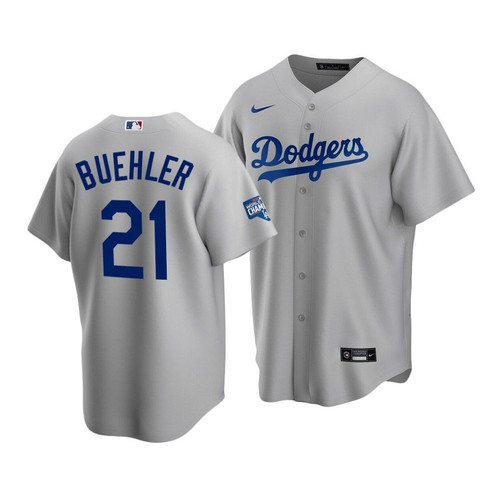 Men'S Los Angeles Dodgers Walker Buehler #21 2020 World Series Champions Gray Replica Alternate Jersey