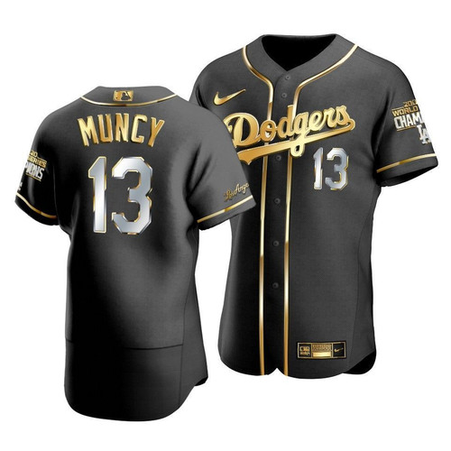 Men'S Los Angeles Dodgers Max Muncy #13 2020 World Series Champions Golden Limited  Jersey Black