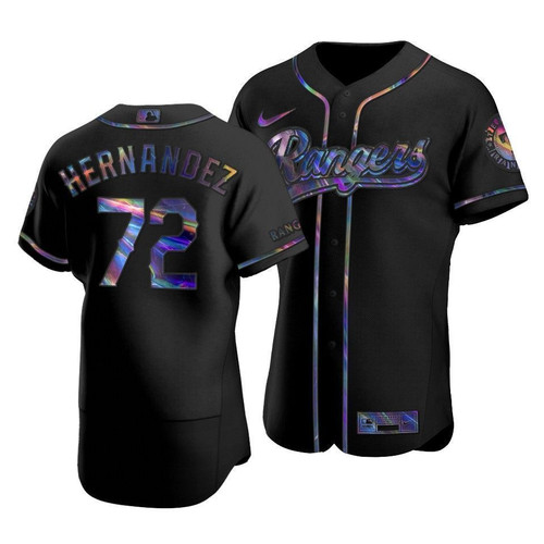 Men'S Texas Rangers Jonathan Hernandez #72 Iridescent Logo Holographic Limited Jersey Black