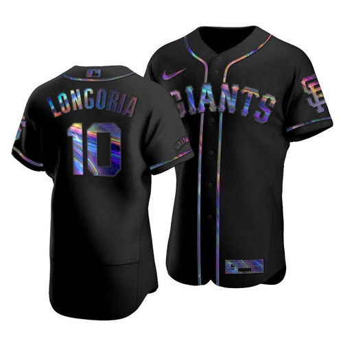 Men'S San Francisco Giants Evan Longoria #10 Iridescent Logo Holographic Limited  Jersey Black