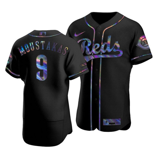Cincinnati Reds Mike Moustakas #9 Iridescent Logo Holographic Limited Jersey Black