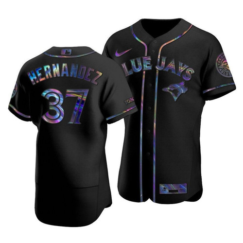 Men'S Toronto Blue Jays Teoscar Hernandez #37 Iridescent Logo Holographic Limited Jersey Black