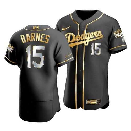 Men'S Los Angeles Dodgers Austin Barnes #15 2020 World Series Champions Golden Limited  Jersey Black