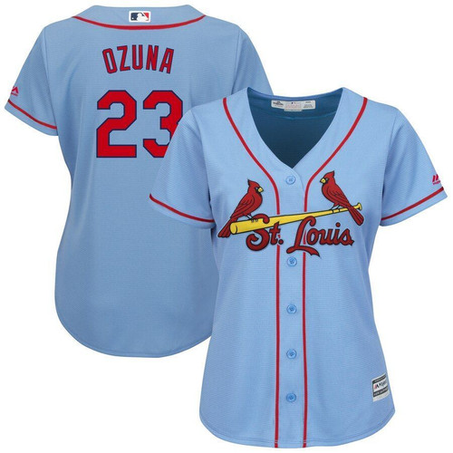 Marcell Ozuna St. Louis Cardinals Majestic Womens Alternate Cool Base Player Jersey Horizon Blue 2019