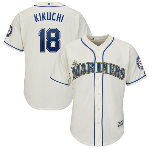 Yusei Kikuchi Seattle Mariners Majestic Official Cool Base Player Jersey Cream 2019