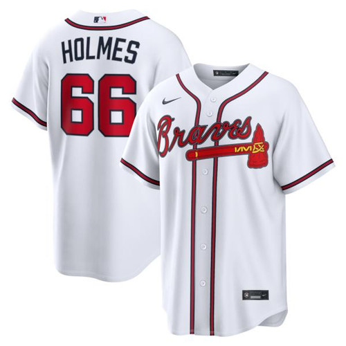 Men's Atlanta Braves Grant Holmes Nike White Home Replica Jersey