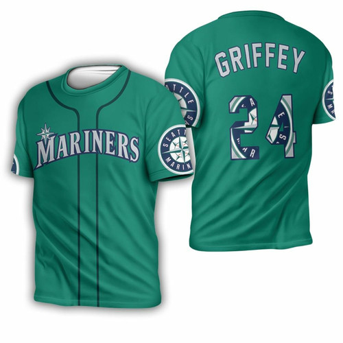 Seattle Mariners Ken Griffey Jr 24 2020 Mlb Green Jersey Inspired 3D T-Shirt Model A4234