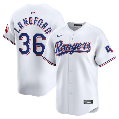 Men's Texas Rangers Wyatt Langford Nike White Home Limited Player Jersey