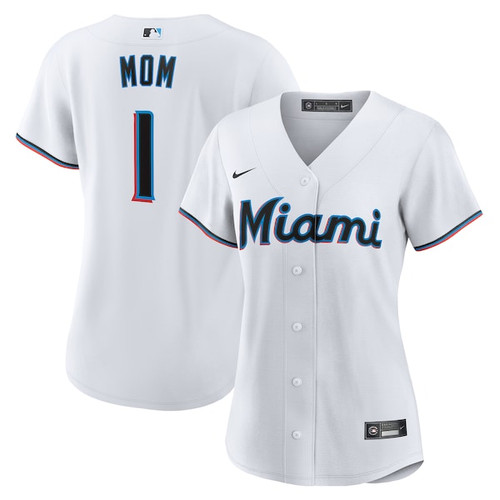 Women's Miami Marlins  Nike White #1 Mom Home Replica Jersey