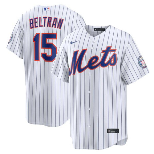 Men's New York Mets Carlos Beltran Nike White Home Replica 2026 Hall of Fame Patch Jersey