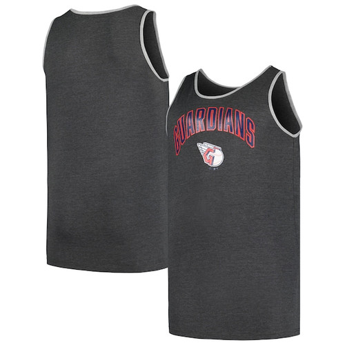 Men's Cleveland Guardians Profile Heather Charcoal Big & Tall Arch Over Logo Tank Top