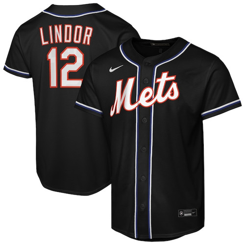 Youth New York Mets Francisco Lindor Nike Black Fashion Replica Player Jersey